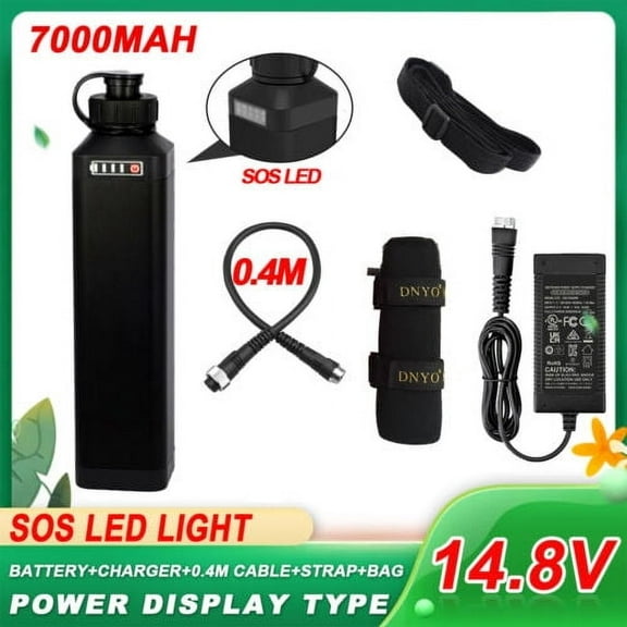14.8V 7000mAh SOS Battery Charger 0.4M Power cable Set BM5000 Electric Fishing Reel Battery w/power display for Daiwa BM2900 for Daiwa Tanacom 750/1000 for Shimano Beastmaster 9000(w/ Sheath)