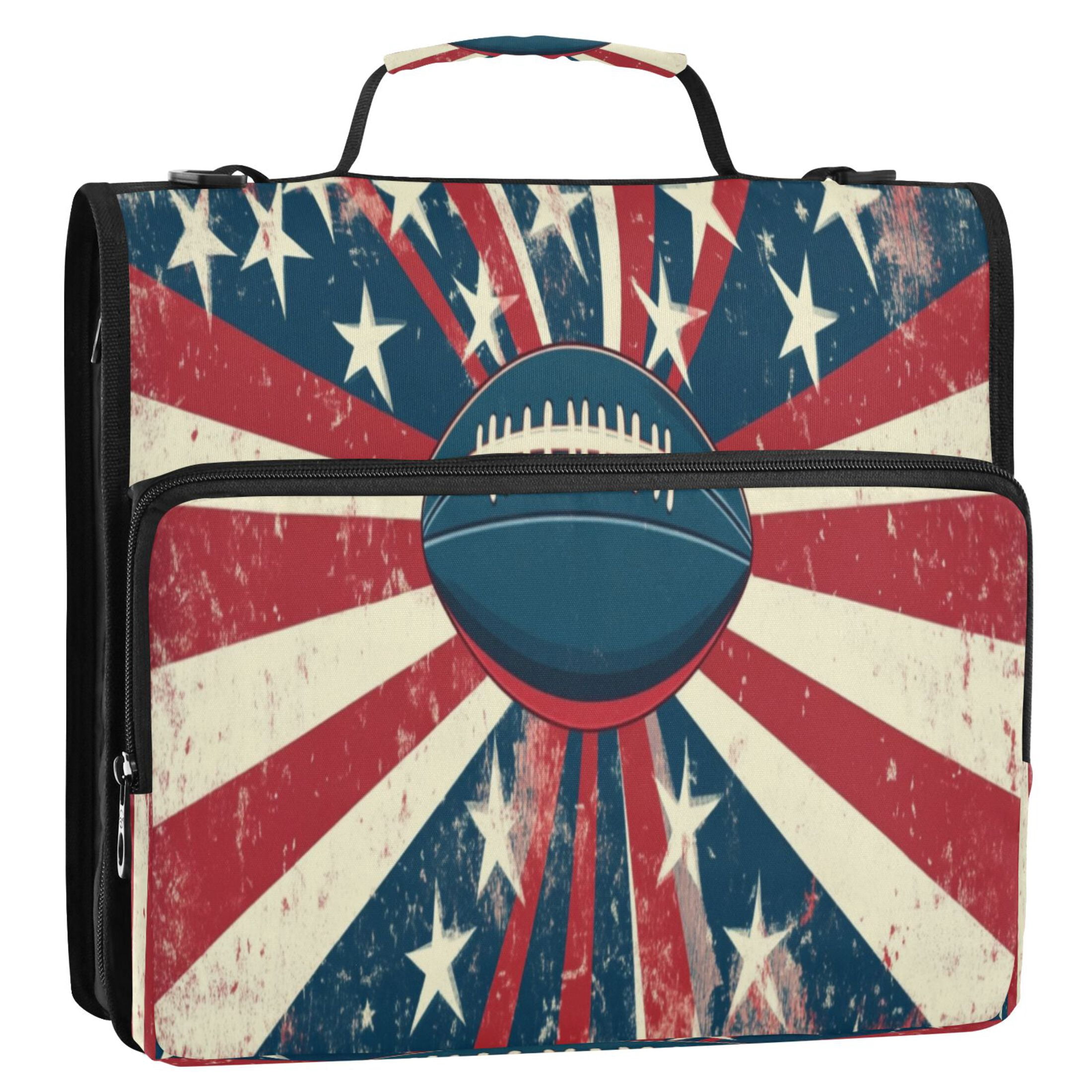 YAZAOO Zipper Binder trapper keeper Documents Organized Design Old Glory Football Printed