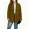 thumbnail image 4 of Hueook Pink Plaid Shirt Womens Flannel Shirt Fashion Women's Casual Long Sleeve Plus Size Over SIze Top Blouse Ladies Pocket Cardigan Yellow 3X, 4 of 5