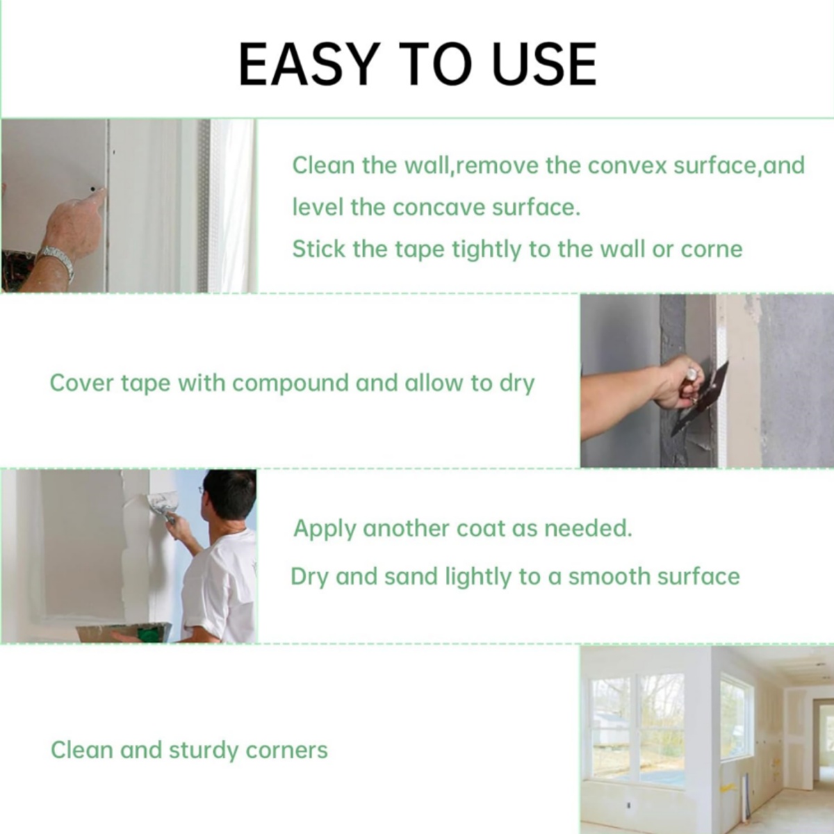 Self-Adhesive Drywall Joint Tape, Kvago 1.97" x 131′ Drywall Corner Tape Seam Masking Tape, Edge Protection, Sealing Tape for Inside and Outside Corner, Wall Corners, Repair Wall Cracks