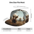 thumbnail image 2 of Flat Bill Trucker Hats for Women Men - Grassland Sunflower Cow Adjustable Flat Baseball Cap Snapback Hats Dad Hats for Men, 2 of 7