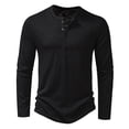 thumbnail image 2 of Mens Clothing Long Sleeve T-shirt Fashion Button Henry Collar Tops, 2 of 6