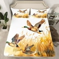thumbnail image 2 of Homewish Flying Mallard Duck Twin Sheet Sets,Rustic Farmhouse Cabin Twin Fitted Sheet,White Brown Flat Sheet For Kids,Microfiber Bedroom Decor,3-Piece, 2 of 7