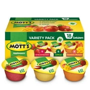 Mott's Strawberry and Mango Peach Applesauce, Variety Pack, 4 oz, 18 Count Cups
