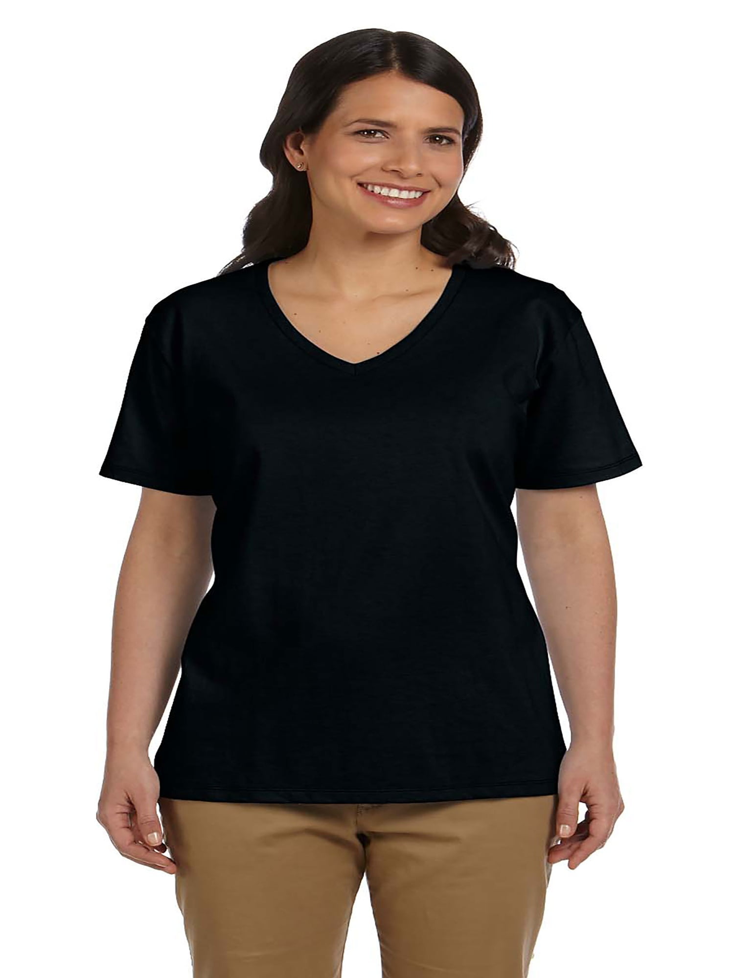 Hanes Relaxed Fit Women's ComfortSoft V-neck T-Shirt, Style 5780 ...