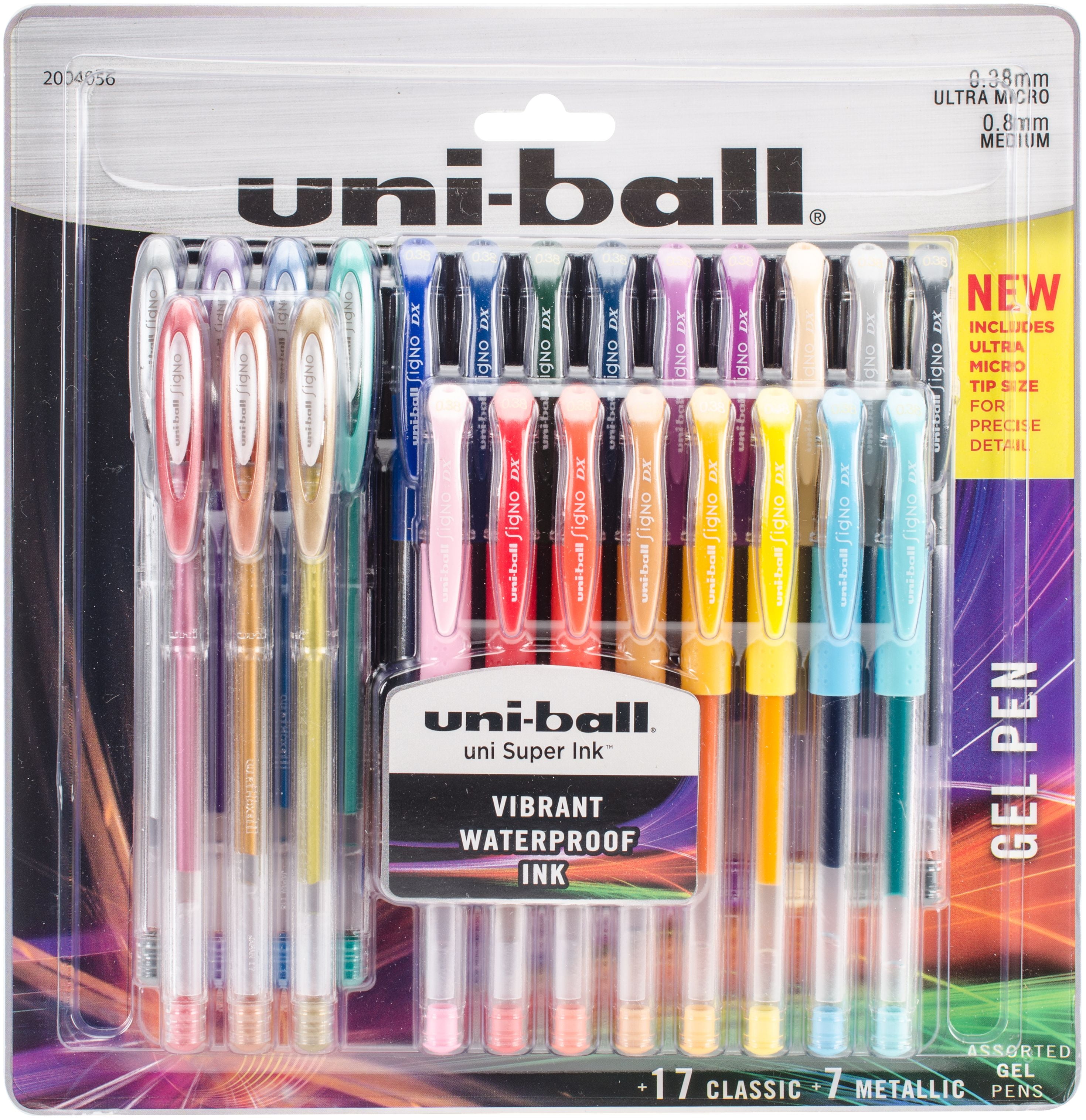 0.38mm Ultra Micro Point Assorted Colors 8 Pack Uni-Ball Signo Gel Stick Pens 