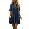 thumbnail image 2 of Women's 2026 Summer Dresses V Neck Spaghetti Strap Sundress Casual Beach Flowy Mini Dress with Pockets Navy L, 2 of 9