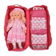 Angle View: 18" Doll Travel Carrier Case Bag with Bed and Bedding