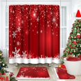 thumbnail image 1 of Juego de 4 cortinas de ducha con copos de nieve navideños, color rojo, para invierno, con alfombrillas antideslizantes, tapa de inodoro y alfombrilla de baño, juego de decoración para baño de 72 x 72, 1 of 7
