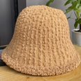 thumbnail image 6 of CoCopeaunts Bucket Hat for Women Lamb Plush Fisherman Hat Fashion Solid Color Pleated Bucket Caps Literary Leisure Big Brim, 6 of 8