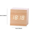 thumbnail image 2 of VAIFTILNO Minimal Wooden Block Digital Desk Clock, 2.4in Cube with Voice Control, Alarm, Time, Date, Temperature Display for Bedroom Office (Khaki), 2 of 8