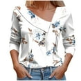 thumbnail image 2 of Craaazy Shirts for Women V Neck 3/4 Sleeve Button Blouses Fashion Print Lapel Womens Shirts Gifts for Women, 2 of 5