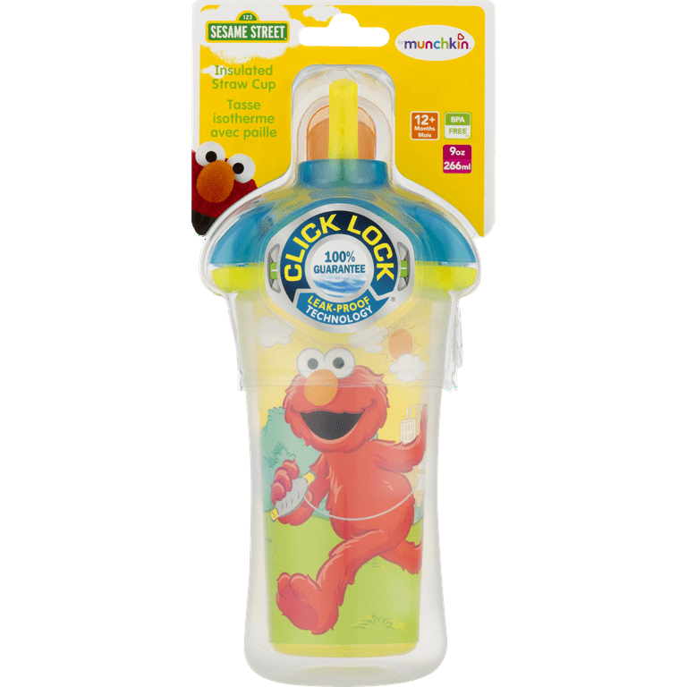 Munchkin Sesame Street Click Lock 9 OZ Insulated Straw Cup, Assorted Colors