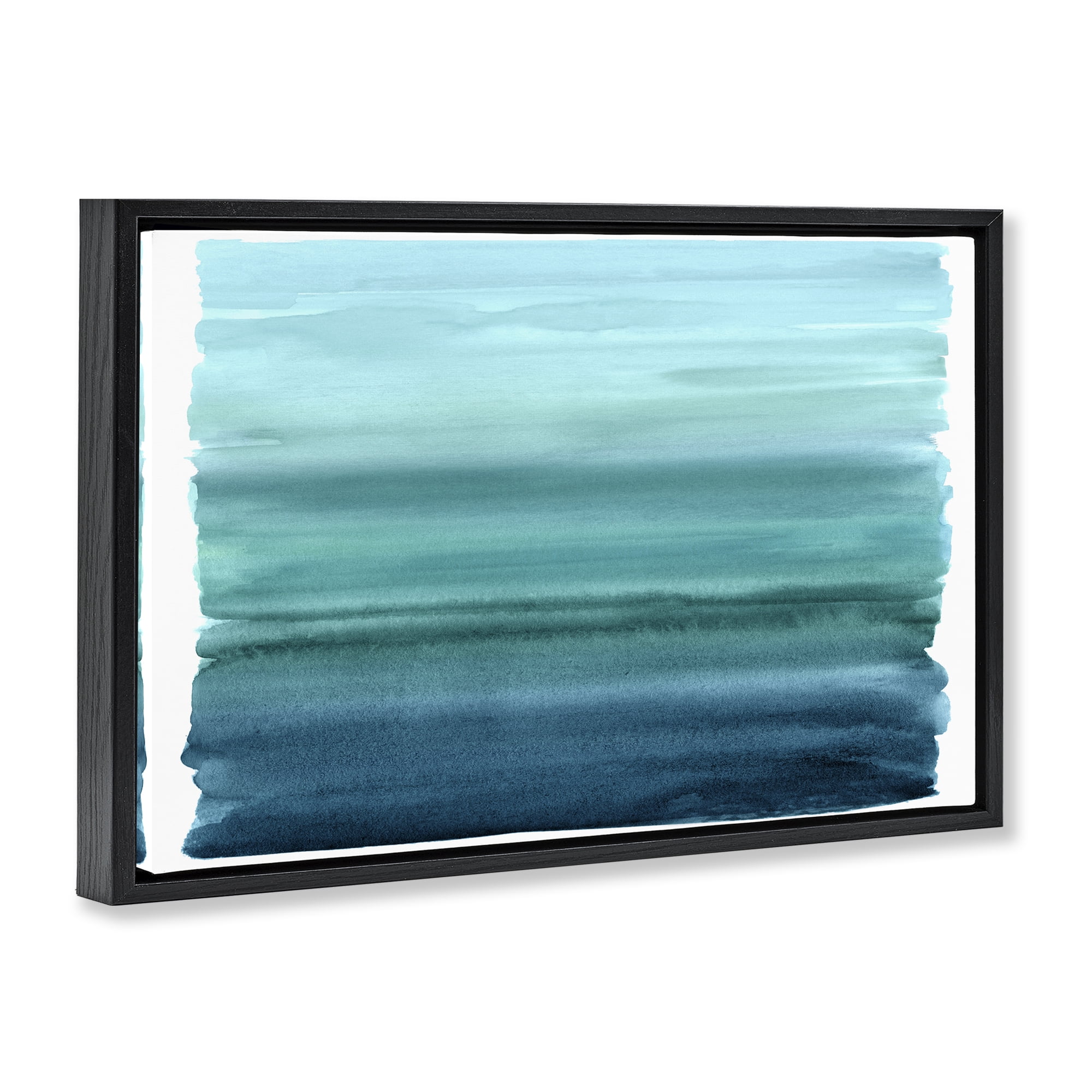 Stupell Industries Ombre Teal Gradient Black Framed Floater Canvas Wall Art, design by Allie Corbin