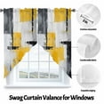 thumbnail image 3 of Abstract Mottled Swag Curtain Valance for Windows, Retro Gary Yellow Stitching Window Treatments Short Swag Topper for Kitchen Windows Bathroom Bedroom, 36"x36", 3 of 8