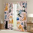 thumbnail image 2 of Manfei Cute Pet Cat Black Out Curtains,Retro Rustic Flower Curtains Pack of 2 (42x63 Each),Blue Hydrangea Butterfly Bedroom Curtains For Girls Kids,Luxury Bedroom Decor, 2 of 6