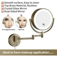 thumbnail image 2 of Wall-Mounted Makeup Mirror,8 inch Magnifying Double Sided Led Lighted Mirror,Bathroom Extendable 360° Swivel Shaving Cosmetic Vanity Mirror with Plug Switch,Brass,5X /Black/, 2 of 7