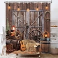 thumbnail image 3 of Rustic Barn Door Shower Curtain Set, Western Cowboy Shower Curtains, Farmhouse Country Cactus Shower Curtains for Bathroom, Farm Wooden Vintage Bathtub Decor Accessories with Hooks,72X84IN Brown, 3 of 6