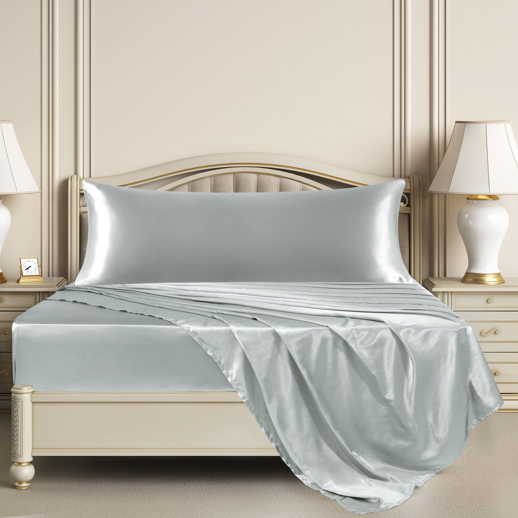 Unique Bargains 1 PC Satin Envelope Closure Body Pillowcases Silver Grey 20"x72"