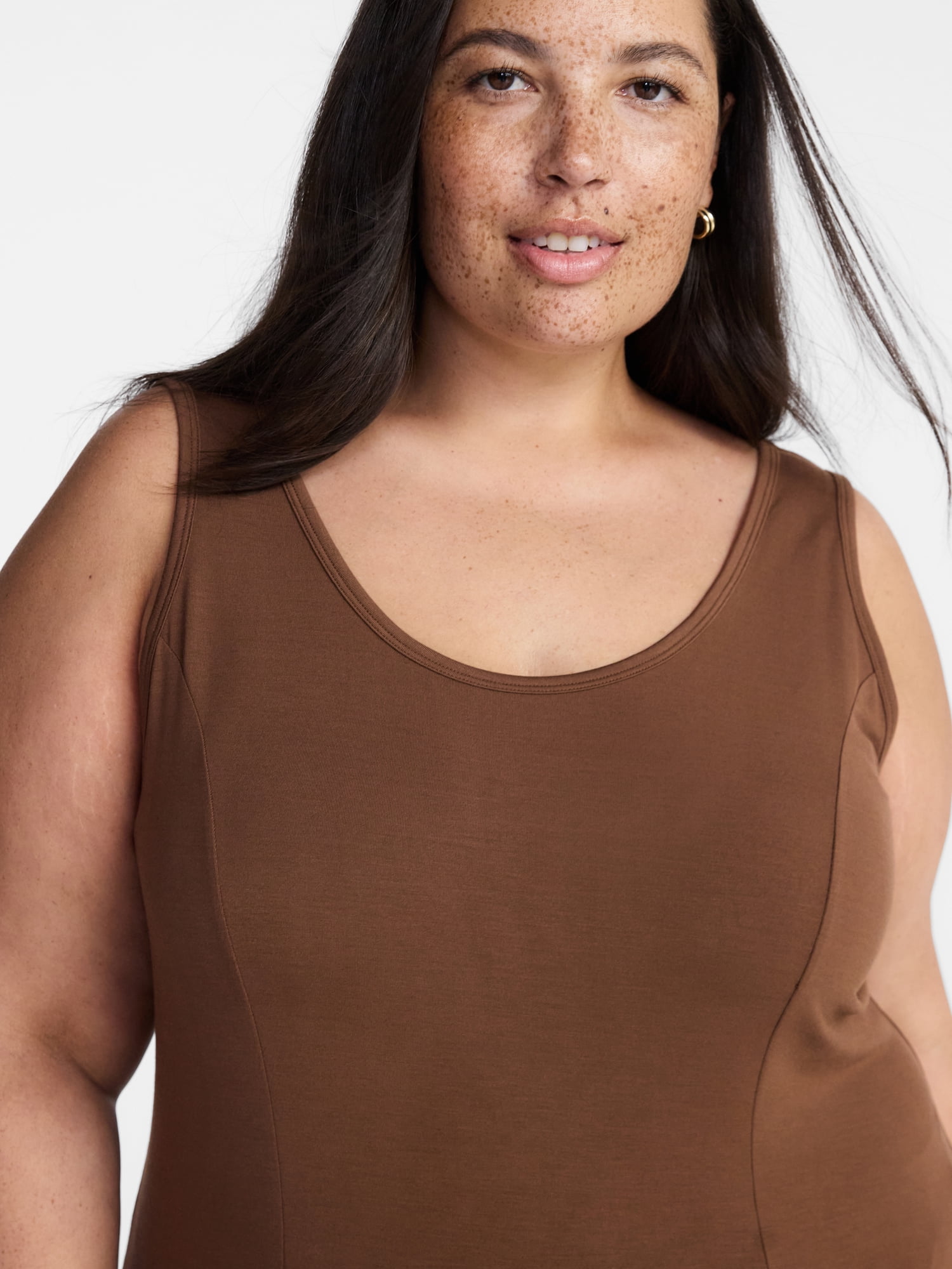 Terra & Sky Women’s Plus Low Scoop Neck Tank Dress, Sizes 0X-5X