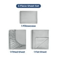 thumbnail image 2 of Soft Lightweight 400TC 100% Cotton Sateen Bed Sheet Set – 3-Piece Twin – Light Grey, 2 of 8