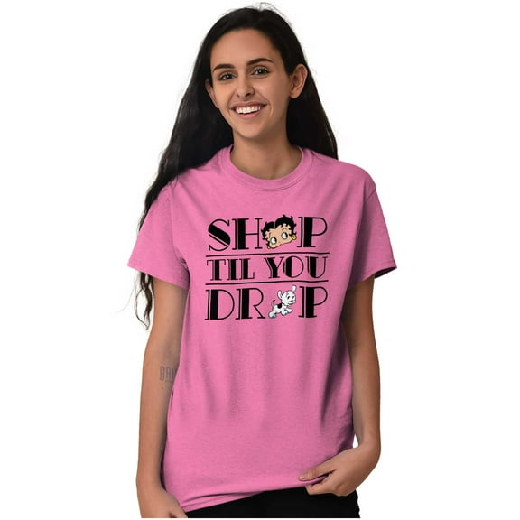 Betty Boop Shop till You Drop Funny Women's Graphic T Shirt Tees Brisco Brands S