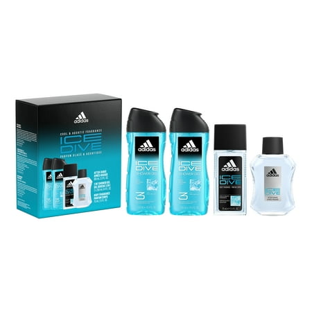 Adidas Ice Dive Men's 4-Pc Holiday Gift Set Including after shave, (2) shower gel, body fragrance