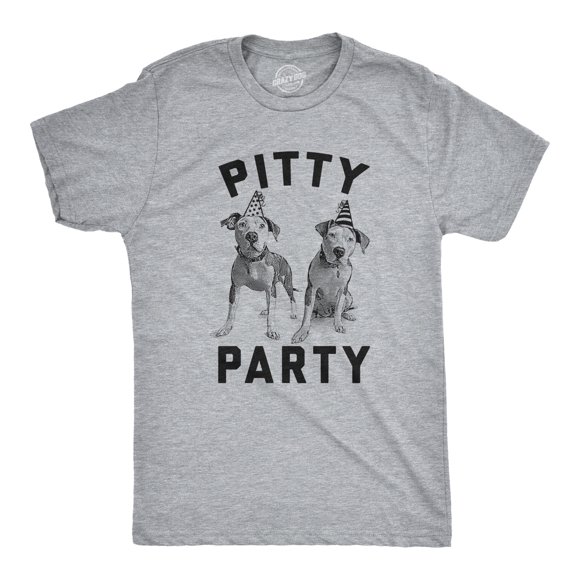 Mens Pitty Party T Shirt Cute Pitbull Dog Tee Gift for Pet Owner (Heather Grey) - XL