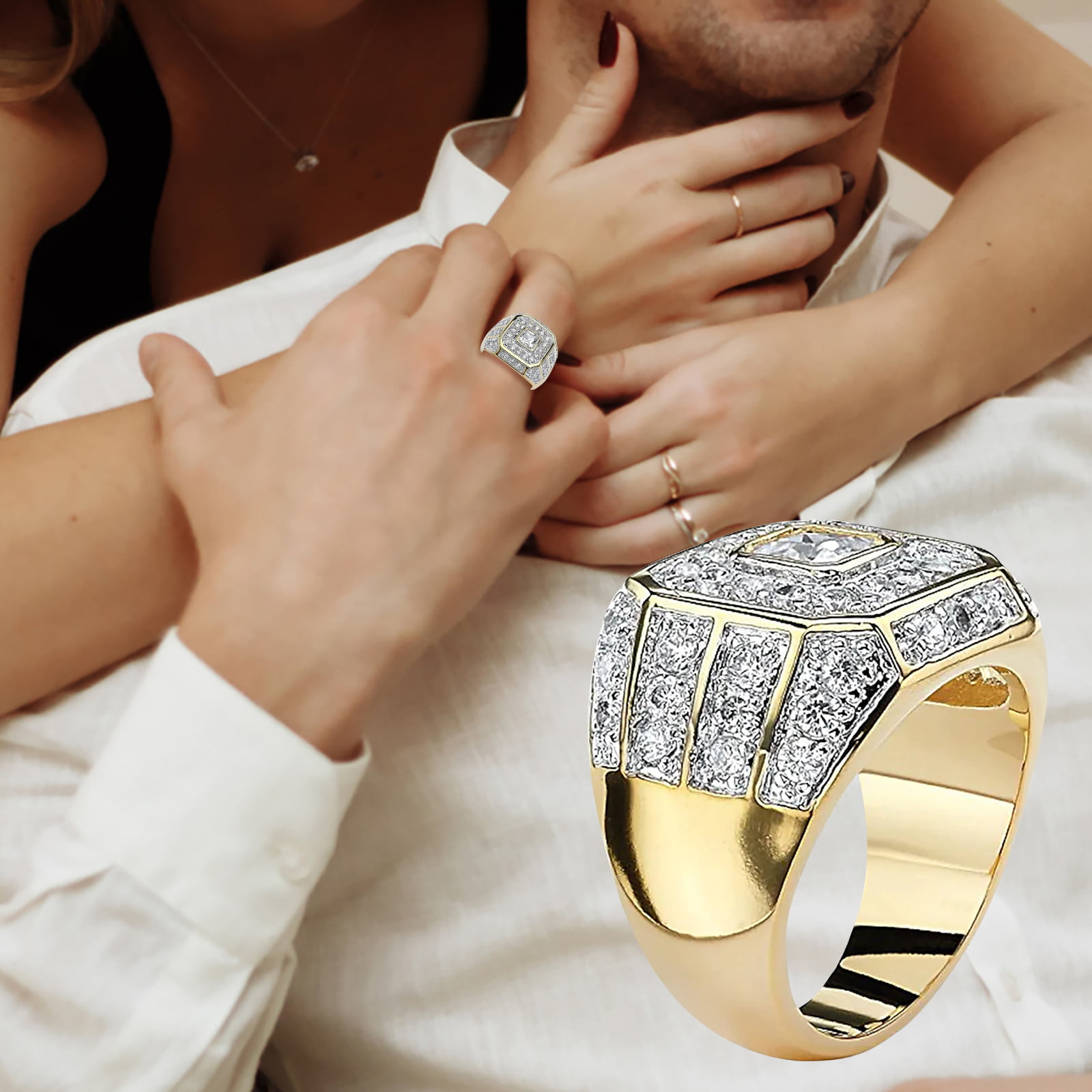 Textured Gold Wedding Ring, Personalized Matching promise rings for co –  Tezapsidis Jewellery