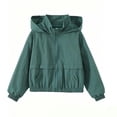 thumbnail image 5 of WAVSUF Boys Hooded Jacket with Pockets Windproof Long Sleeve Fall Windproof Casual Coat Green 10-12, 5 of 8
