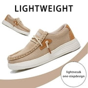 Apakowa Kids Boys Girls Slip-On Casual Loafers Walking Shoes Comfortable & Lightweight (Color : Beige, Size : 5 Big Kid)