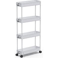 thumbnail image 1 of LLMRR 4 Tier Slim Rolling Cart, Rolling Storage Cart with Lockable Wheels, Bathroom Storage Cart, Mobile Shelving Unit Cart, Storage Organizer for Kitchen Bathroom, Gray, 1 of 1