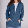 thumbnail image 2 of Sweaters for Women Long Sleeve Zip up Hoodies Ribbed Hooded Sweatshirts Loose Casual Cardigan Jackets with Pocket, 2 of 6