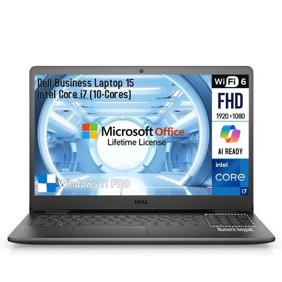 Dell Inspiron 15 3000 Laptop Computer, 15.6 Inch FHD Business Laptop Notebook PC, Intel 10-Core i7,Windows 11 Pro, 64GB RAM 2TB SSD 512GB Docking Set,Office Lifetime,10-Key Number Pad,WiFi6