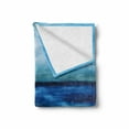 thumbnail image 2 of Art Soft Flannel Fleece Throw Blanket, Tropical Sandy Beach Pure Waves Tranquil Ocean Under Clouds Summer Scenery, Cozy Plush for Indoor and Outdoor Use, 70" x 90", Navy Blue Pale Brown, by Ambesonne, 2 of 6