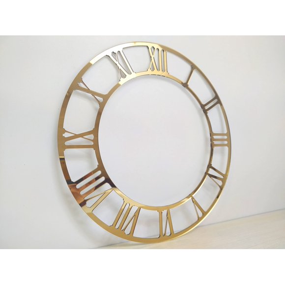11.81 Inch (30cm) Gold Classic Clock Face for Resin, Crafts, DIY, Round Mirror Acrylic Clock Dial Plate with Roman Numerals