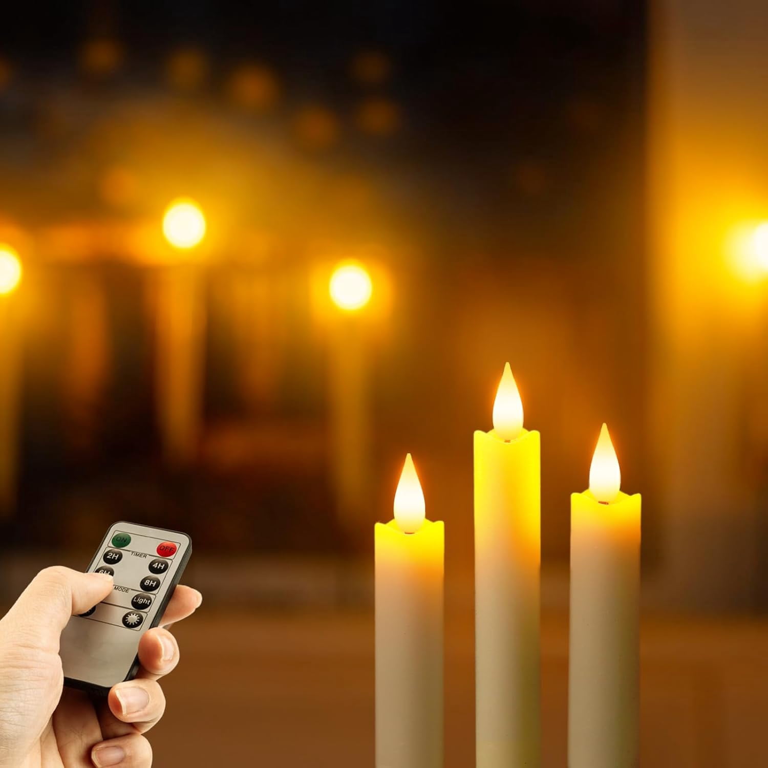 Rechargeable Flameless Taper Candles, 6 Pack Flickering LED Candles  with Remote & Timer, Real Wax Flameless Candles Battery Operated, Electric Candlesticks for Home Wedding Christmas Decor