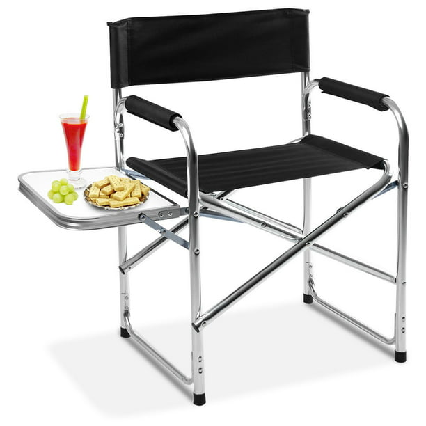 Costway Aluminum Folding Director S Chair With Side Table Camping Traveling Walmart Com Walmart Com