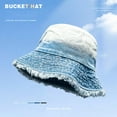 thumbnail image 2 of Audhol Hats for Women Japanese Retro Cowboy Fisherman Hat Female Summer Big Head Around The Bucket Basin Hat To Make Old Sunblock and Sunblock Face Small Hat Hat Blue2 One Size, 2 of 3