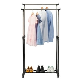 Mainstays Adjustable Rolling Corner Garment Rack Metal Chrome and Black Walmart