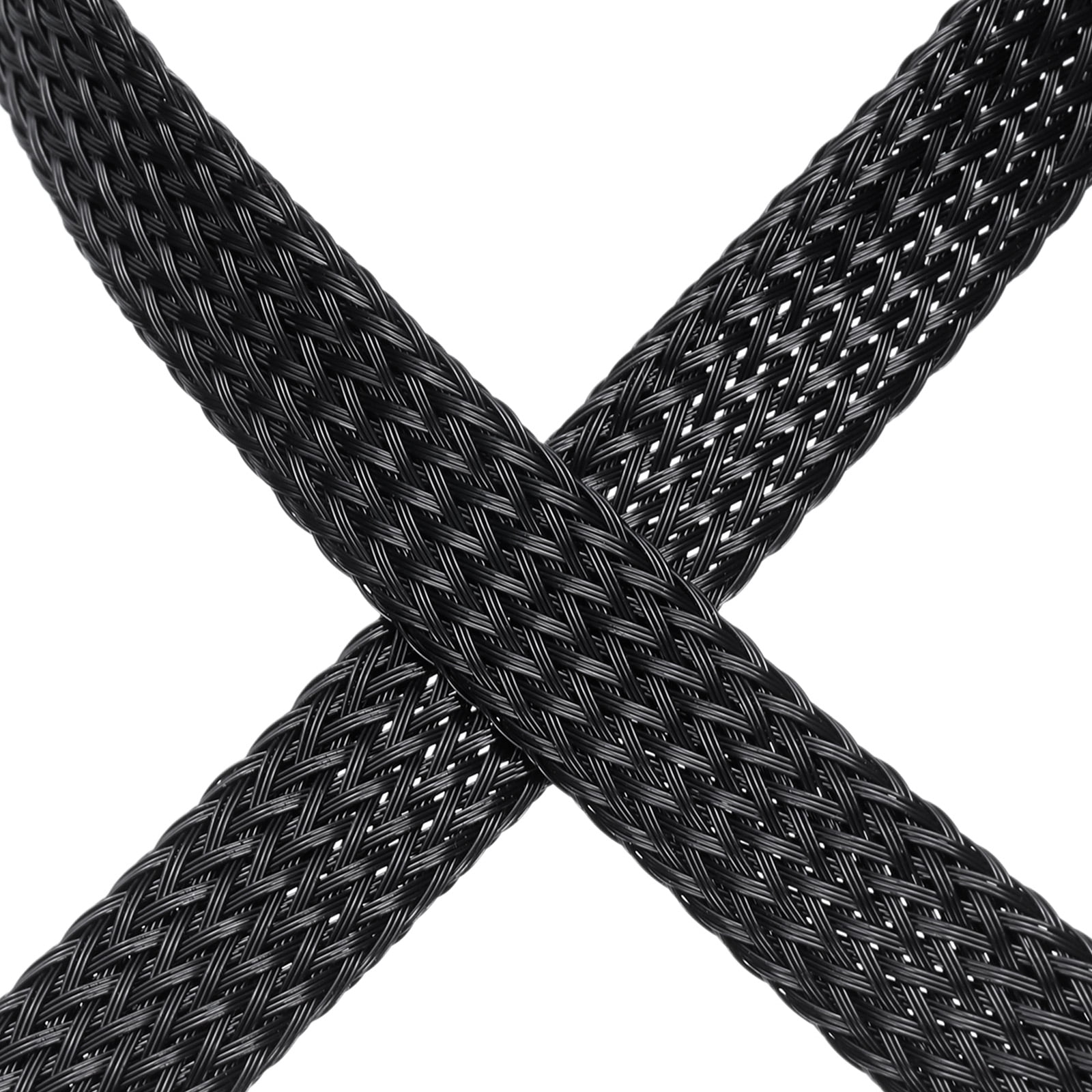100 Ft - 3/8 In Expandable Braided Cable Sleeving, PET Cable Management, Wire Wrap Loom Tube, Black