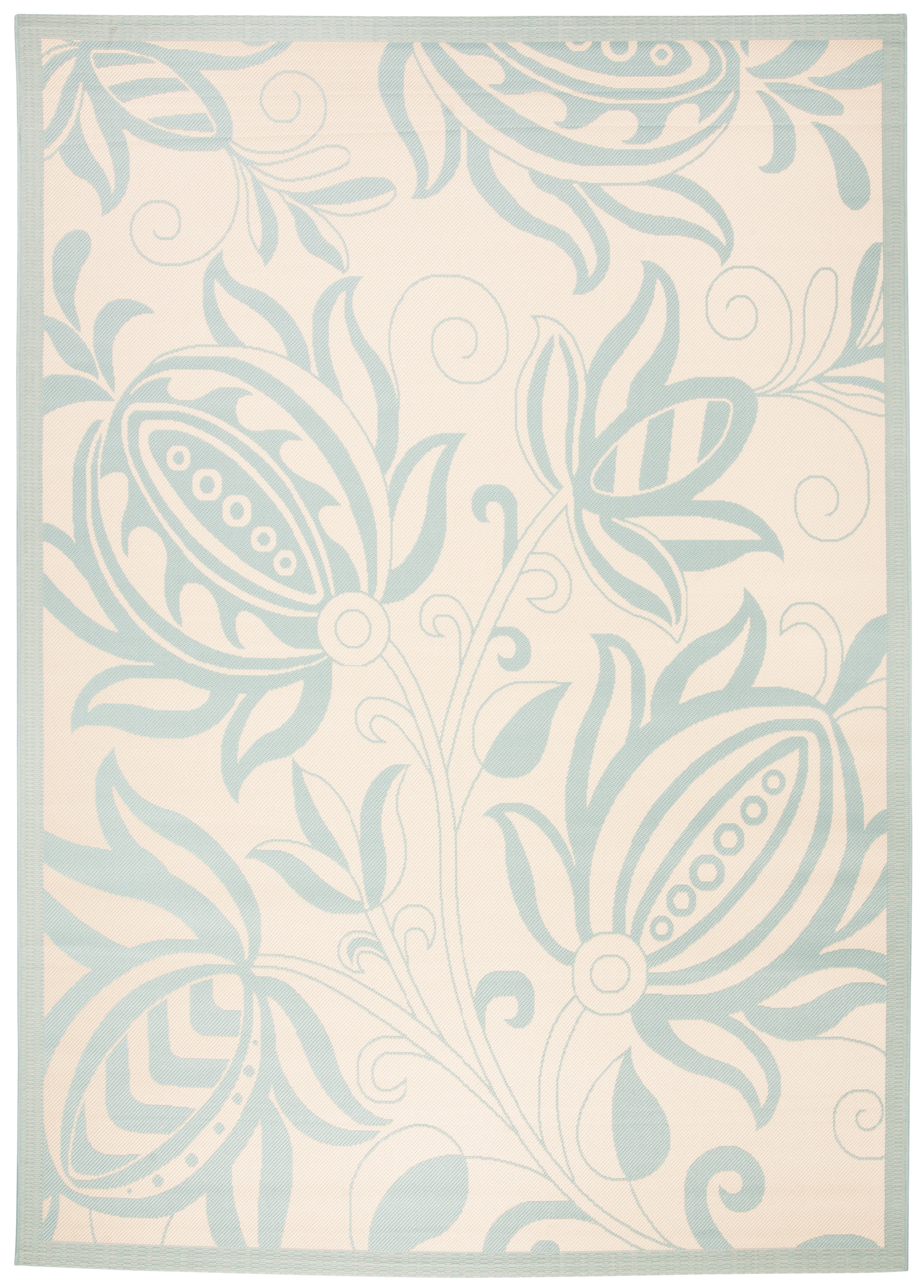 Safavieh Courtyard Bryanna Floral Indoor/Outdoor Area Rug, Cream/Aqua, 8' x 11'