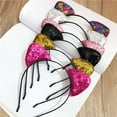 thumbnail image 2 of RAGUPEL 2Pcs Scrunchies,Cartoon Cat Ears Design Hair Accessories for Women,Sparkling Sequin Accents Silk Scrunchies,Rose Red & Pink, 2 of 4