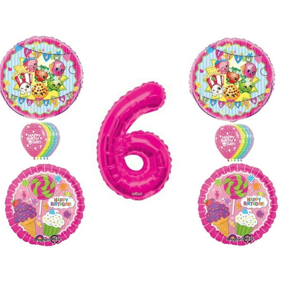 Sixth 6th Birthday SHOPKINS balloons Decoration Pink Cupcakes