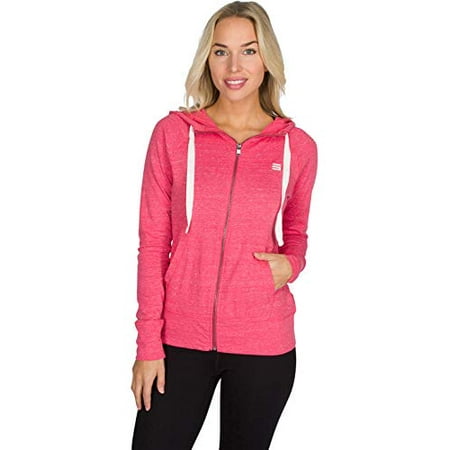Flex Fit Full Zip Hoodie Dry Fit Sweatshirts for Women, Lightweight Zip Up Hoodie Sweater - Full Zip Hooded Jacket Deep Coral ()