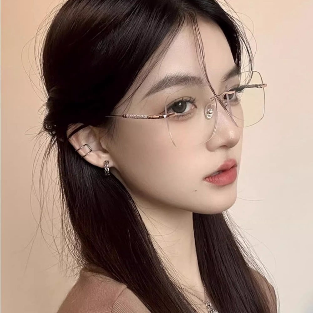 2 Pairs of Ultra Light Rimless Bling Photochromic Gray Square Frameless Gold Reading Glasses 3.00 for Women Blue Light Blocking Readers +3.0 UV