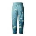 thumbnail image 3 of Kiplyki Pants for Women Pocket Slim High Elastic Waist Print Sports Cotton and Linen Pants, 3 of 4