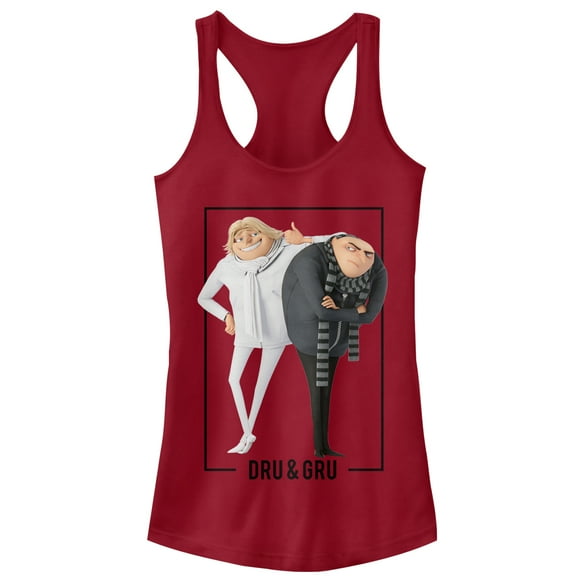 Junior's Despicable Me 3 Dru and Gru Brothers  Racerback Tank Top Scarlet 2X Large