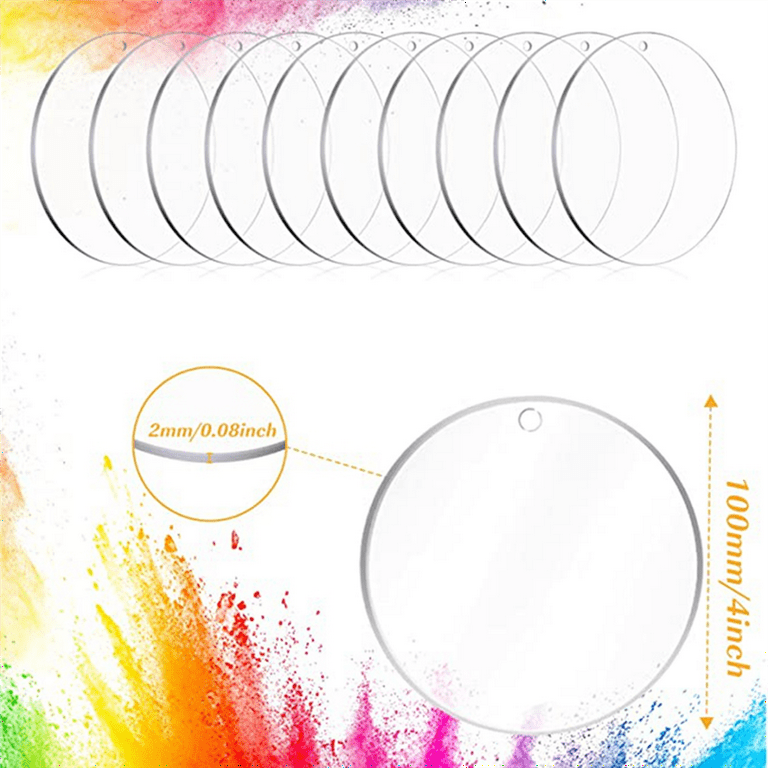 HOODO 30 Pieces Clear Acrylic Discs 4 Inch Acrylic Circle Blanks  Transparent Acrylic Circles in Bulk for Baby Milestone Discs, Acrylic Name  Plate