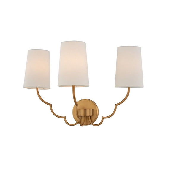 3 Light Wall Sconce In Contemporary Style-14 Inches Tall And 22 Inches Wide-New Brass Finish Kalco Lighting 514323Nb